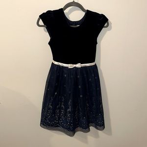 Navy blue and silver girls party dress